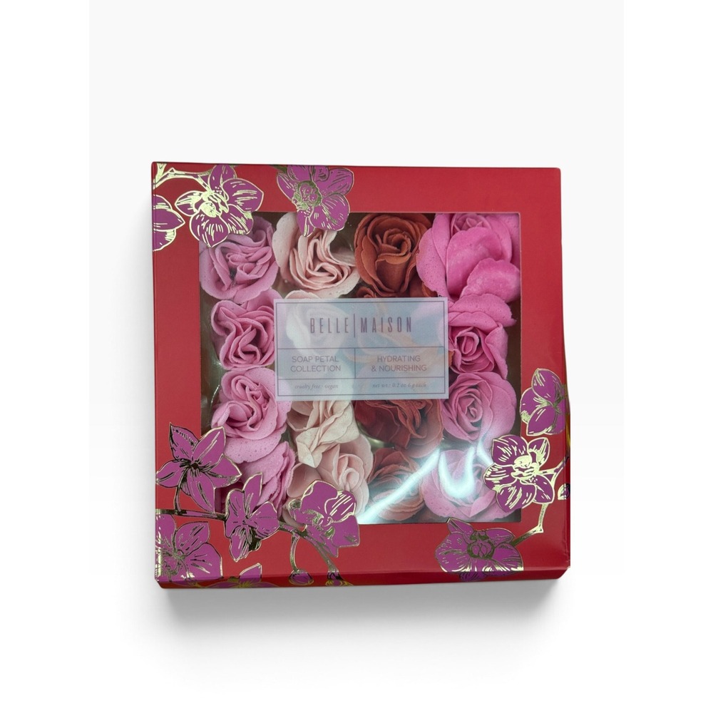 Belle Maison Soap Petal Collection Unisex OS Pink New Hydrating Vegan 12pc Set